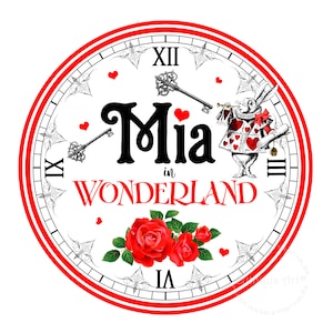 ALICE IN WONDERLAND Clock, Alice in Wonderland Printable Clock, Alice in Wonderland Decorations, Sweet Table Decoration, Large Clock, Alice