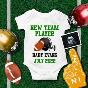 Gender Neutral Football Baby Announcement for Social Media, Digital Sports Pregnancy Announcement, Choose the Colors of the Helmets