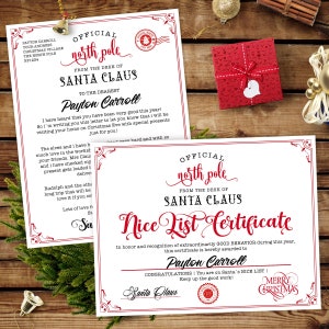 Lettera di Babbo Natale modificabile e certificato di bella lista, download istantaneo, lettera di Babbo Natale, stampabili di Natale, Natale per bambini, lettera di Babbo Natale