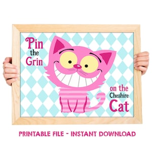 Pin the Grin on the Cheshire Cat Game Poster, Instant Download, Printable Game Poster, Alice in Wonderland Party