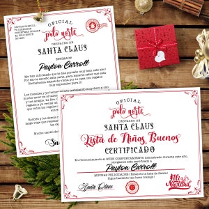 Certificado de Navidad Editable, Lista de Niños Buenos, Carta de Santa Claus, Kit Imprimible de Navidad para Niños, Regalos de Navidad