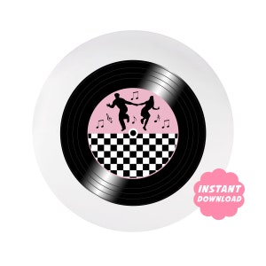 50s Sock Hop Party Decorations, Instant Download, Charger Plate Inserts, Printable Vinyl Records, 50s Birthday Party Decor