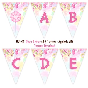 Candyland Banner, INSTANT DOWNLOAD, 8.5x11" Each Letter File, Candyland ...