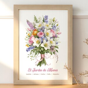 Regalo Personalizado para Mamá, Arte Floral para el Día de la Madre, El Jardín de Mamá, Print Floral Digital, El Mejor Regalo para Mamá