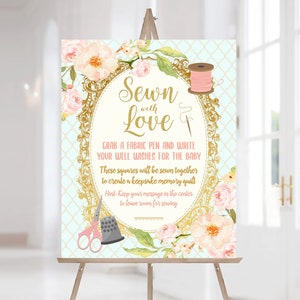Printable Sewn With Love Quilt Guestbook Sign, Instant Download, Keepsake Memory Quilt for Baby, Unique Guestbook Ideas