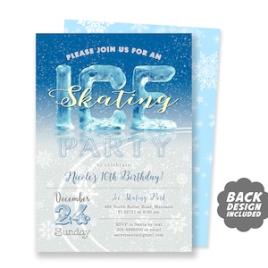 Ice Skating Invitation, Ice Skate Birthday Invitation, Winter Skating Party, Christmas Skating Party, Ice Skate Party Invite, Digital File