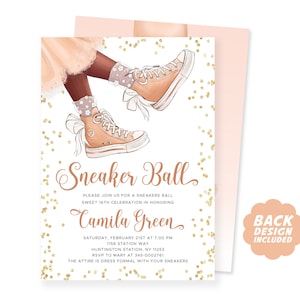 Sneaker Ball Invitation, Digital Sneaker Birthday Party Invite, Printable Sneaker Gala Soiree Invitation, Sweet 16, Several Colors Available