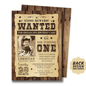 Wanted Poster Invitation, Digital Cowboy Birthday Invitation, Western Birthday Party, Boys First Birthday Invitation