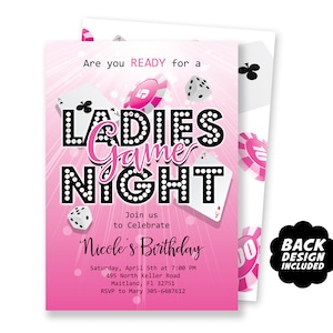 Ladies Game Night Invitation, Printable and Personalized Game Party Invite, Womens Birthday Party