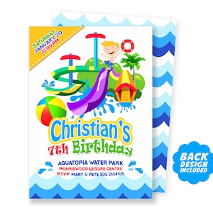 WATERPARK Party Invitation, Water Slide Invitation, Water Park Invitation, Water Park Birthday, Pool Party Invitation, Water Park Printable