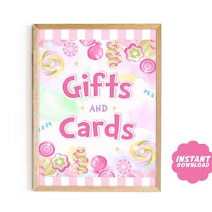 Candyland Geschenken en Kaarten Party Sign, Sweet Shop Verjaardag Decor, Party Table Printable Sign, Candyland Party Decor, Instant Download