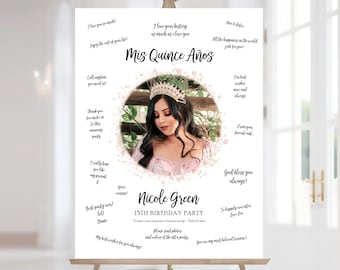 Quinceañera Guest Book Poster Printable, Custom Quinceañera Gift, Guest Book Alternative, Photo Guest Book Poster, Mis Quince Años, Any Year