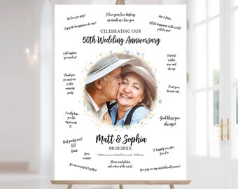 50th Wedding Anniversary Guest Book Poster Printable, Custom Anniversary Gift, Guest Book Alternative, Photo Guest Book Poster, Any Year