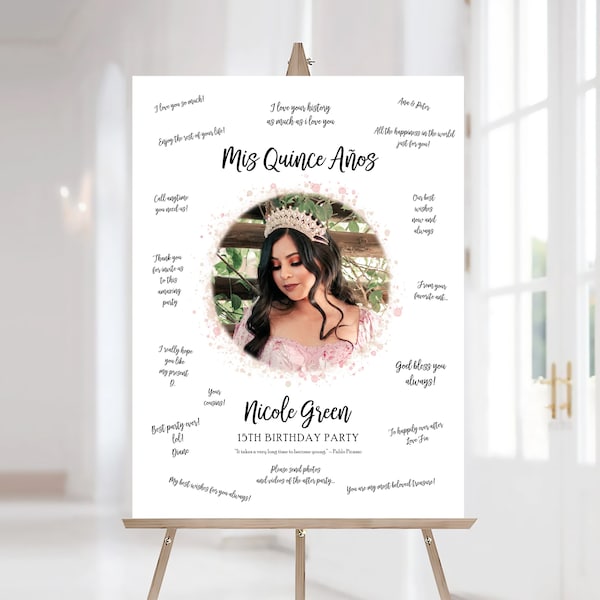 Quinceañera Guest Book Poster Printable, Custom Quinceañera Gift, Guest Book Alternative, Photo Guest Book Poster, Mis Quince Años, Any Year