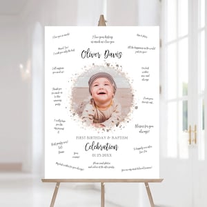 First Birthday Guest Book Poster Printable, Baby Birthday and Baptism Gift, Guest Book Alternative, Photo Guest Book Poster, Any Year