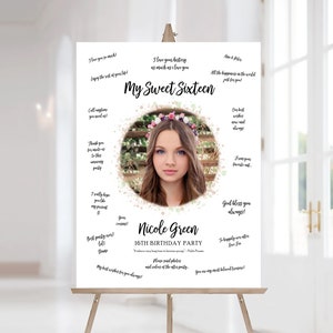 Sweet 16 Guest Book Poster Printable, Custom Quinceañera Gift, Guest Book Alternative, Photo Guest Book Poster, Mis Quince Años, Any Year