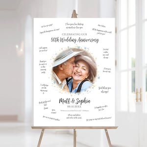 50e huwelijksverjaardag gastenboek poster afdrukbaar, aangepast jubileumcadeau, alternatief gastenboek, fotogastenboekposter, elk jaar