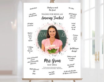 Gepersonaliseerde poster voor handtekeningen van studenten, afdrukbaar cadeau ter waardering van leraren, poster ter waardering van de leraar, bedankbriefjes voor leraren