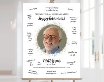 Retirement Guest Book Alternative, Printable Photo Signature Poster, Retirement Keepsake, Personalized Farewell Gift, Happy Retirement Sign