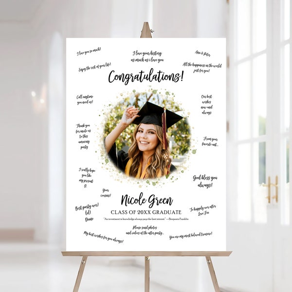 Graduation Gift Personalized Guest Book Poster Printable Custom Graduation Signature Sign Printable Photo Guest Book Poster Any Text