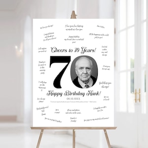 70th Birthday Signature Board Printable, Alternative Guest Book Poster, Personalized Birthday Gift for Men, Gift for Grandpa 70th 80th 90th