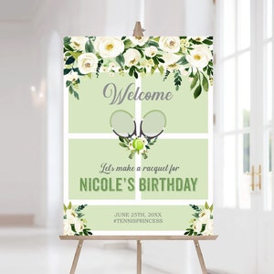 Tennis Welcome Sign, Printable Tennis Party Sign, Country Club Sign, Tennis Ball Birthday Party Sign