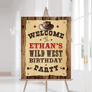 Wild West Printable Welcome Sign, Western Birthday Party, Any Age, Cowboy or Cowgirl Birthday Party Decoration