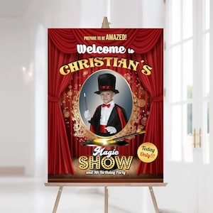 Magic Show Welcome Sign with Photo, Printable and Personalized Poster, Magic Show Poster, Magic Party Sign, Magician Birthday Decorations