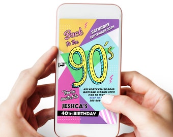 90s Party Evite, Electronic Digital 90s Party Invitation, Back to the 90s Mobile Phone Evite, Retro Party Digital Invite, 90s Party E-invite