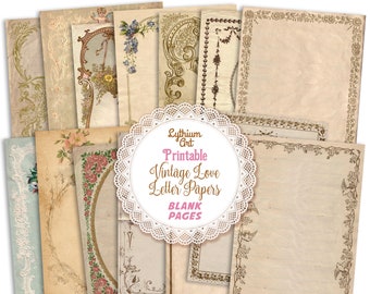 Printable Vintage Love Letter Pages, Instant Download, Printable Papers, Ephemera, Scrapbook, Old Papers, Collage Sheet