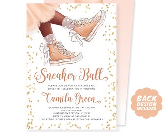 Sneaker Ball Invitation, Digital Sneaker Birthday Party Invite, Printable Sneaker Gala Soiree Invitation, Sweet 16, Several Colors Available
