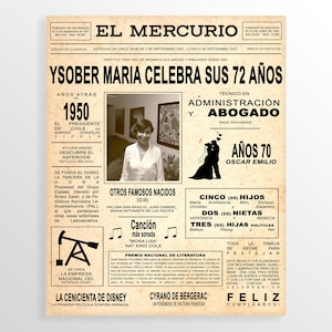 Presentes para a mãe, capa de jornal de aniversário personalizada para impressão, pôster de imprensa, qualquer idade ou país