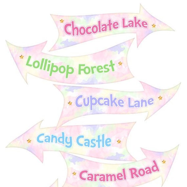 CANDYLAND Party Signs, Digital Files, Candyland Direction Arrows, Instant Download