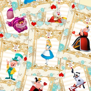 ALICE IN WONDERLAND Printable Cards, Instant Download, Decorative Images for Crafting and Scrapbooking, Collage Sheet