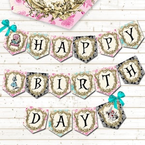 ALICE IN WONDERLAND Banner, Instant Download