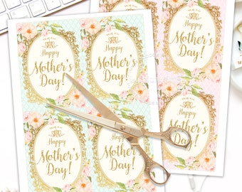 Mothers Day Gift Tags and Cards, INSTANT DOWNLOAD, Printable Tags