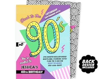 90s Invitation, 90s Party Invitation, 90s Birthday Party, Retro Birthday Party, Back to the 90s, 90s Birthday Invitation, 90s Digital File