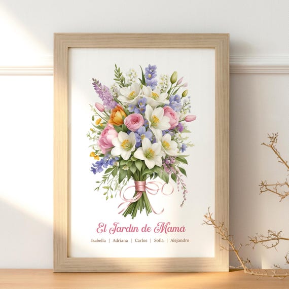 Regalo Personalizado para Mamá, Arte Floral para el Día de la Madre, El Jardín de Mamá, Print Floral Digital, El Mejor Regalo para Mamá
