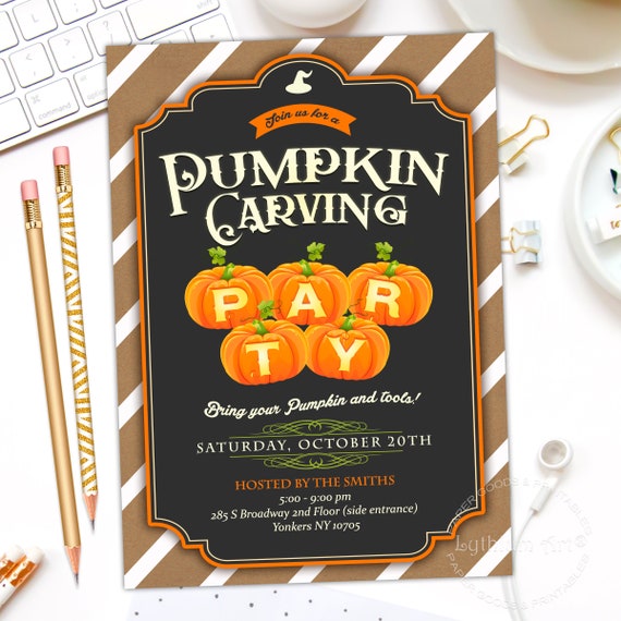 Pumpkin Carving Invitation, Halloween Party Invitation, Pumpkin Invitation, Autumn Party, Pumpkin Bash, Pumpkin Party, Fall Party, Digital Il_570xn