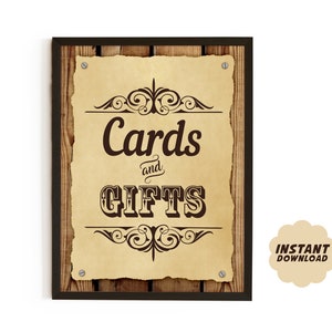 Cards and Gifts Printable Sign, Cowboy Birthday Decor, Cowboy First Birthday Party Decorations, Western Party Decorations, Instant Download