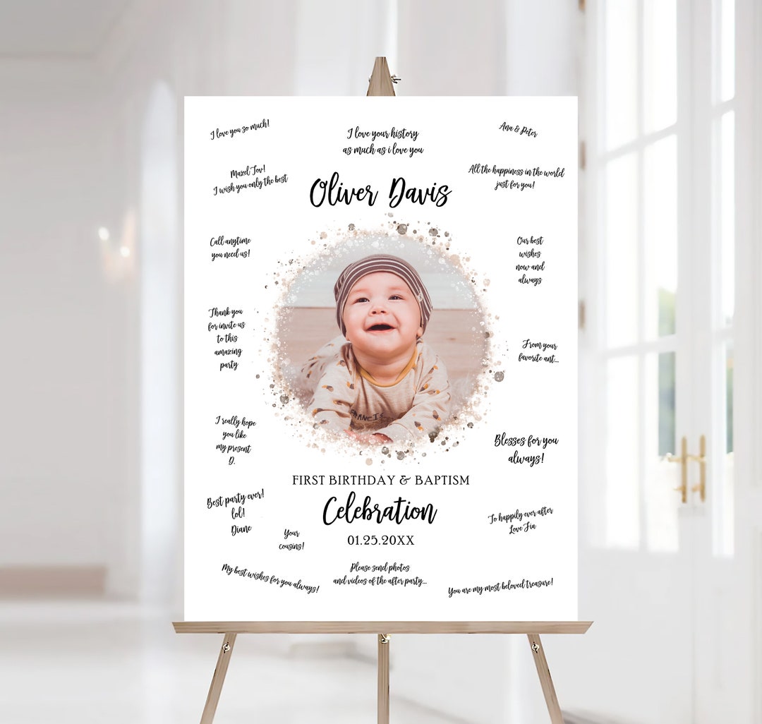 First Birthday Guest Book Poster Printable Baby Birthday and Etsy