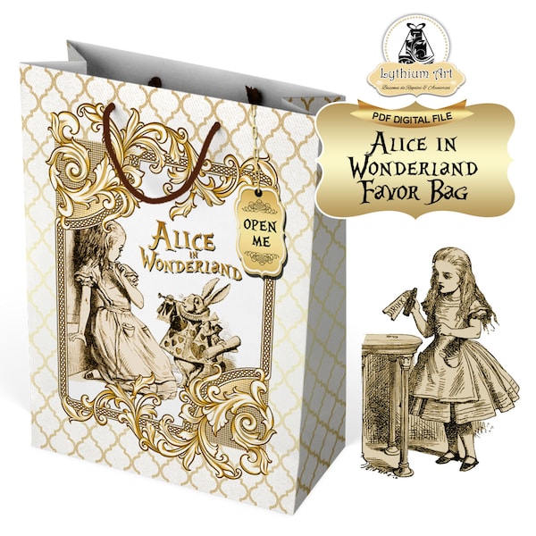 ALICE IN WONDERLAND Favor Bag, Instant Download