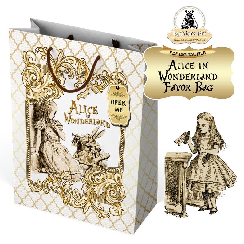 ALICE IN WONDERLAND Favor Bag Instant Download Etsy