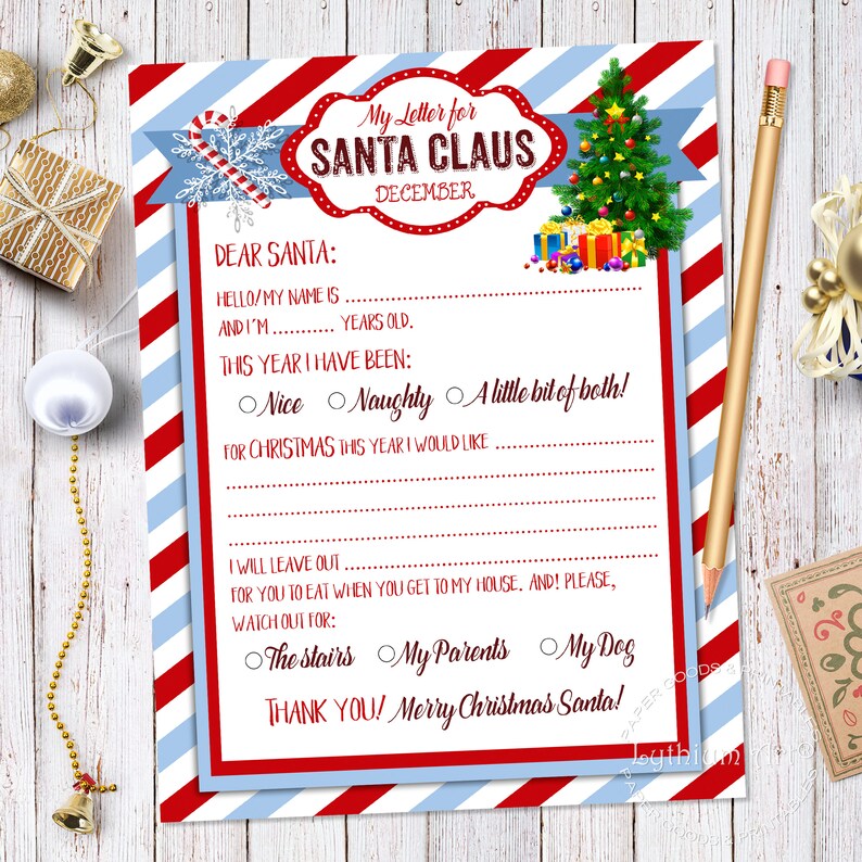 CARTA A SANTA CLAUS, Carta de Navidad Imprimible para Niños, Incluye Sobre Combinable, Carta Navideña para niños, Descarga Inmediata imagen 8