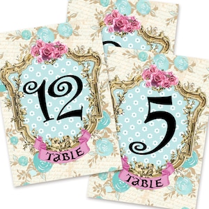 ALICE IN WONDERLAND Table Numbers, Instant Download, Printable Table Numbers 1 to 20, Wonderland Table Decor, Alice Party Decorations