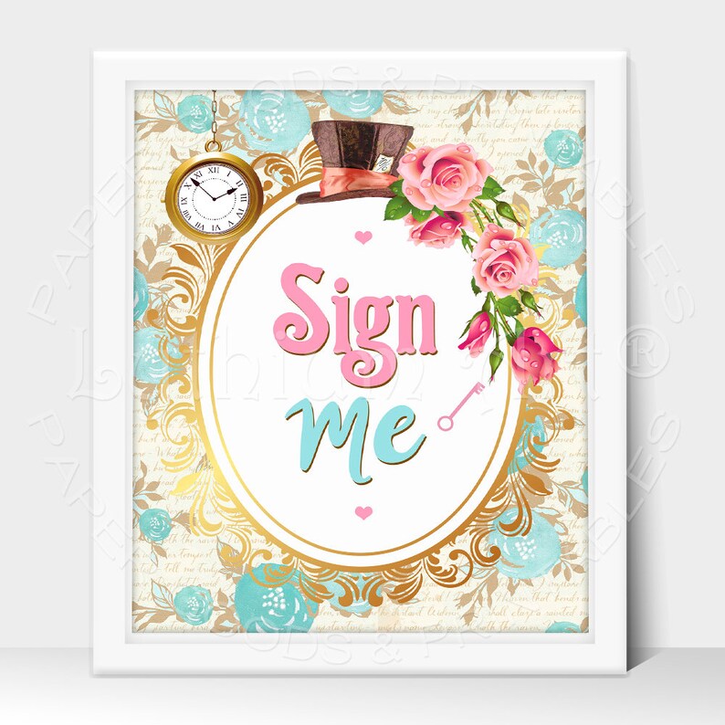 ALICE IN WONDERLAND Party Sign, Drink Me Printable Sign, Instant Download image 8