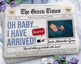 Baby Boy Birth Announcement for Social Media, Digital Baby Boy Announcement, I Have Arrived Newborn Baby Boy Announcement