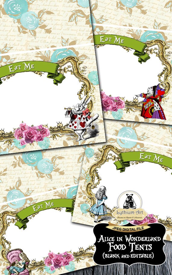 ALICE IN WONDERLAND Food Tents Alice in Wonderland Food Etsy