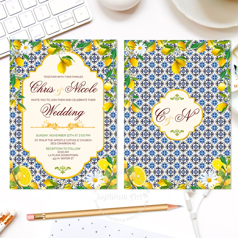 Lemon Wedding Invitation Citrus Wedding Invitation Etsy