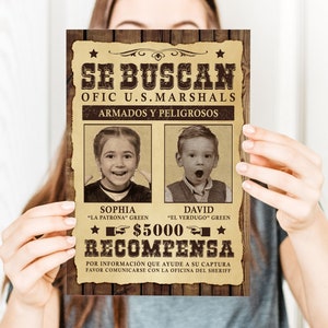 Wanted Poster Personalized, Digital Print, Custom Wanted Poster for 1 or 2 people, Cowboy Party Decorations image 5